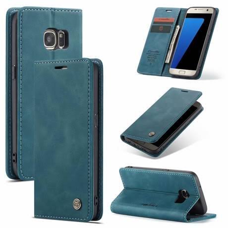 CaseMe Samsung Galaxy S7 Edge Retro Matte Soft Flip Leather Wallet Case Coffee - Image 3