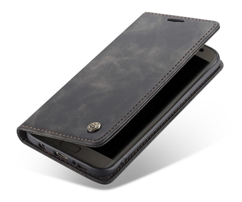 CaseMe Samsung Galaxy S7 Edge Retro Matte Soft Flip Leather Wallet Case Coffee - Image 9