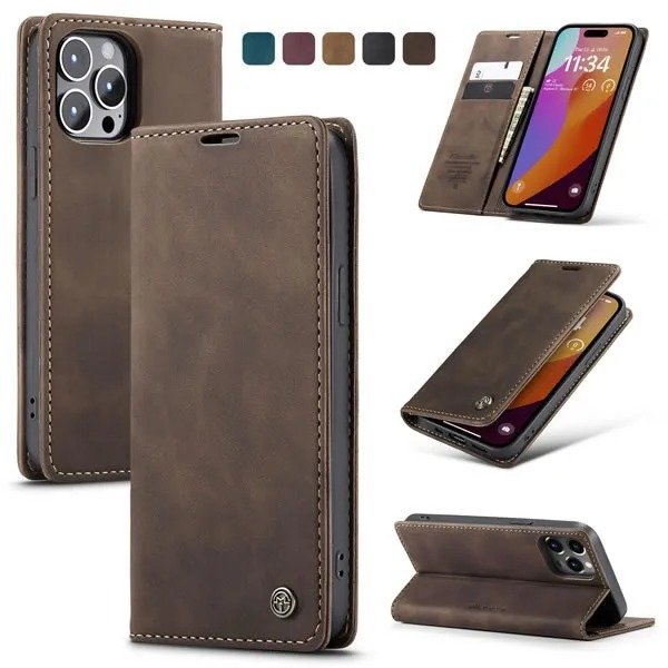 iPhone 14/15 Series CaseMe Soft PU Leather Flip Wallet Case with 2 Credit Card Slots and Magnetic Closure - Image 7