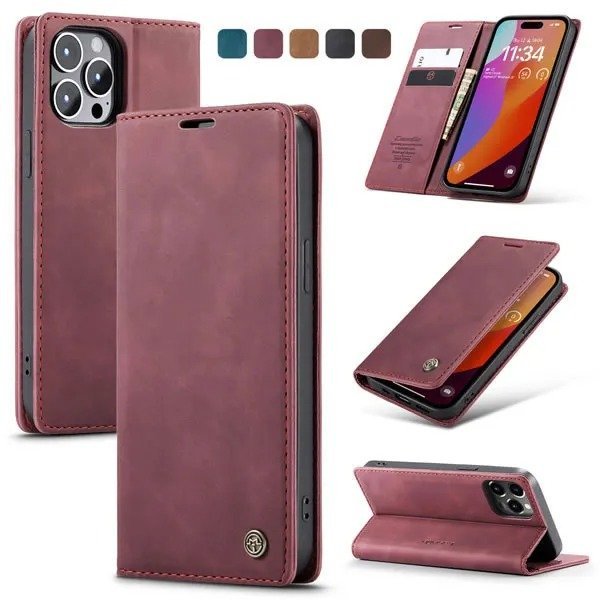 iPhone 14/15 Series CaseMe Soft PU Leather Flip Wallet Case with 2 Credit Card Slots and Magnetic Closure - Image 4