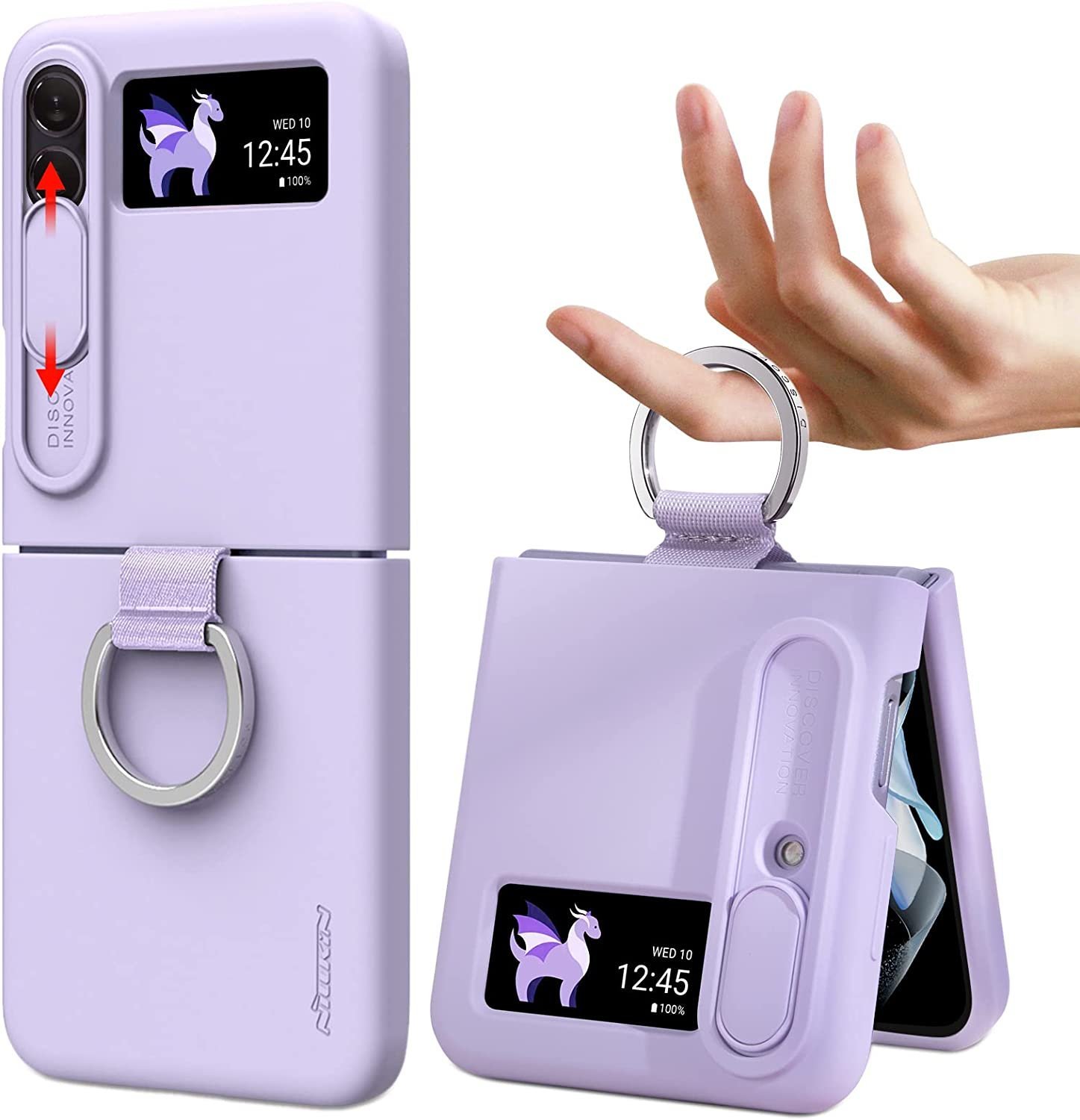 Nillkin Ring Slide Camera Lens Silicone Protective Case for Samsung Galaxy Z Flip 3/4/5 5G Series