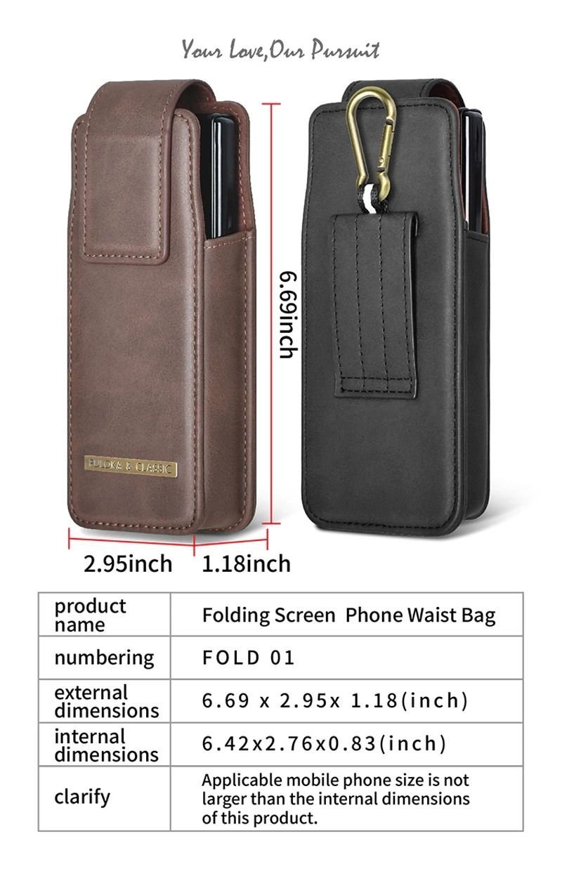 Z Fold Series 5G Pouch Belt Clip Holster Flip Case Waist Bag Leather Case - Image 5