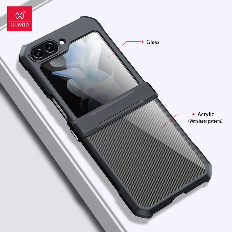 Xundd For Samsung Galaxy Z Flip 5 Case Airbags Hinge Shockproof Transparent Cover - Image 7