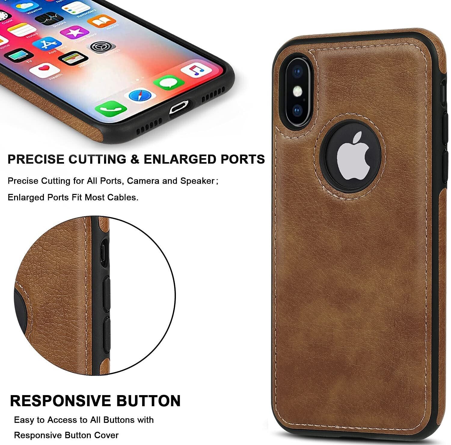 iPhone X Series PU Leather Shockproof Business Style Mobile Phone Case - Image 7