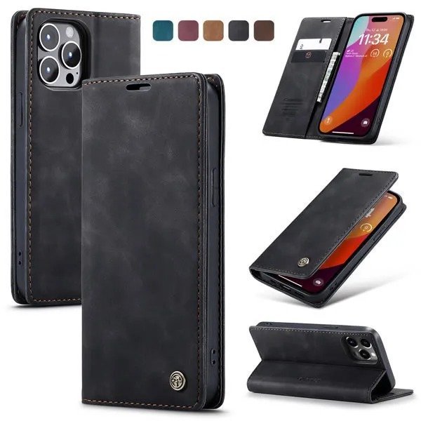 iPhone 14/15 Series CaseMe Soft PU Leather Flip Wallet Case with 2 Credit Card Slots and Magnetic Closure - Image 3