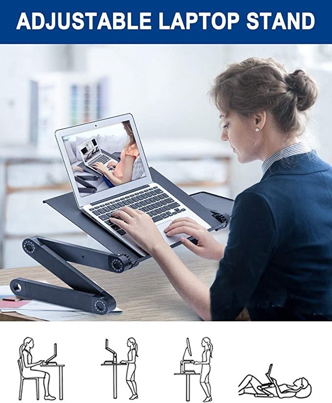 New Design Double Fan Adjustable Laptop Stand with Mouse Pad - Image 5