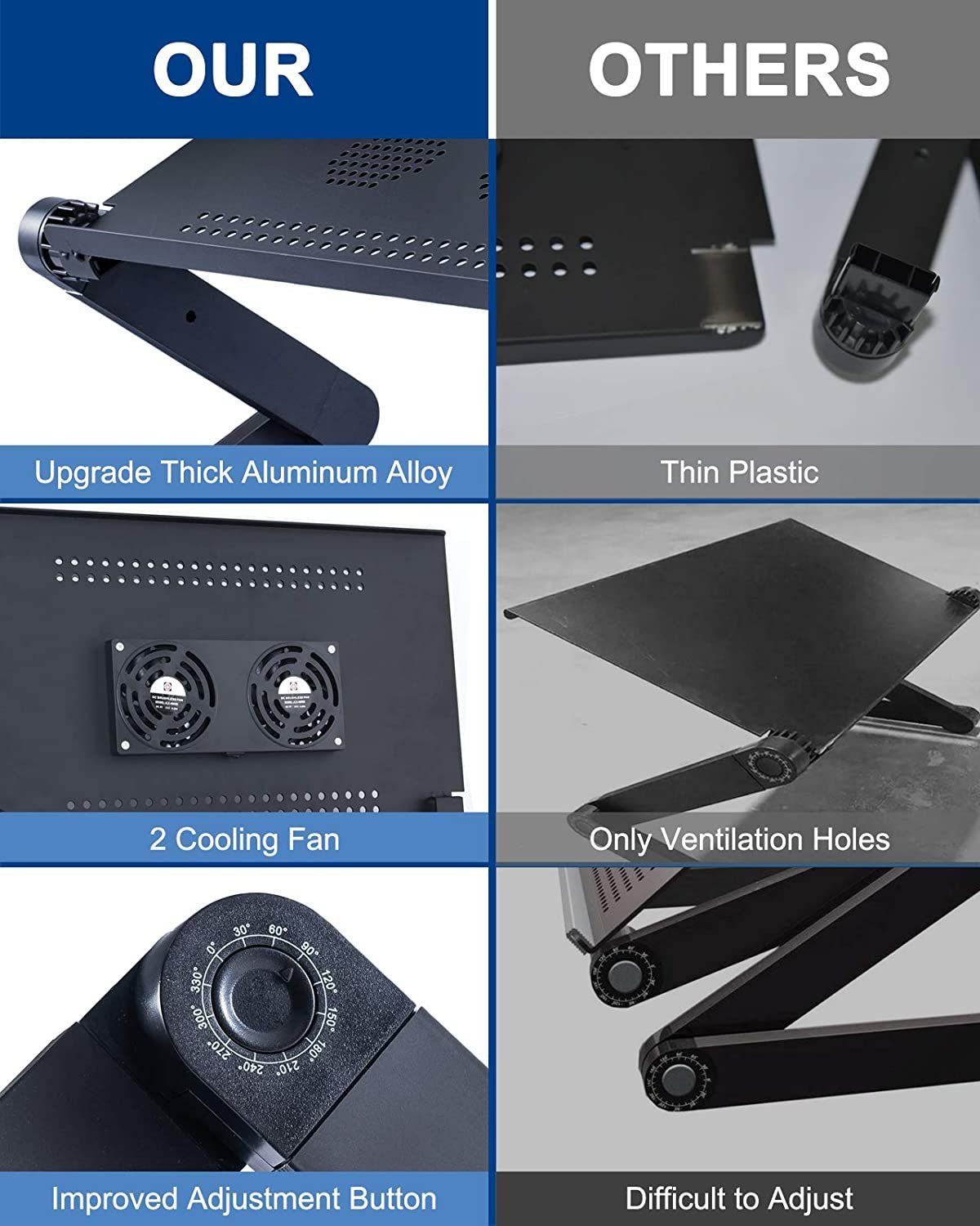 New Design Double Fan Adjustable Laptop Stand with Mouse Pad - Image 7