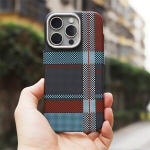 British Style Carbon Fiber Tartan MagSafe Case for iPhone Series