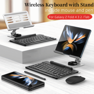 Samsung Galaxy Z Fold 4 3 2 Keyboard Holster Folding Flip Case Stand Pen Slot With Wireless Keyboard and Mouse Pen
