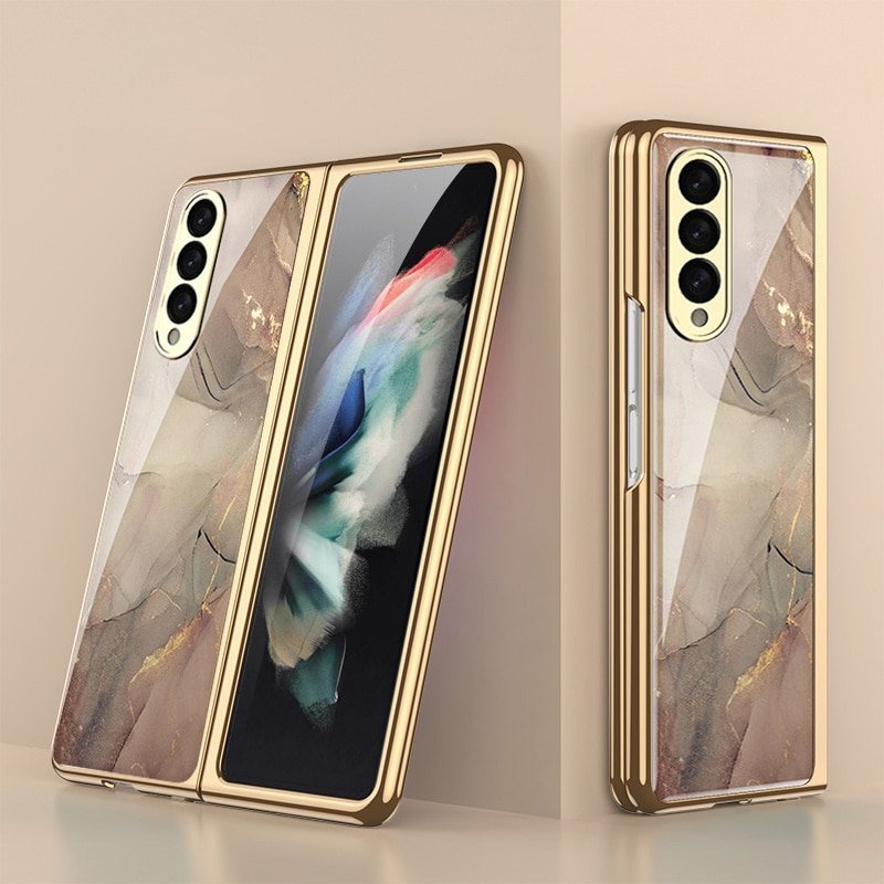Marble Patterned Glass Case For Samsung Galaxy Z Fold 3/4 - Image 13