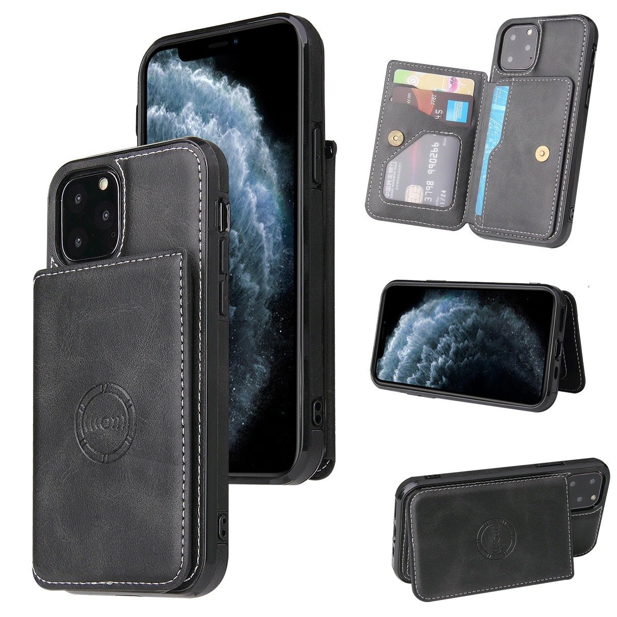 iPhone 12 Series Luxury Leather Wallet Back Cover Case - Image 12