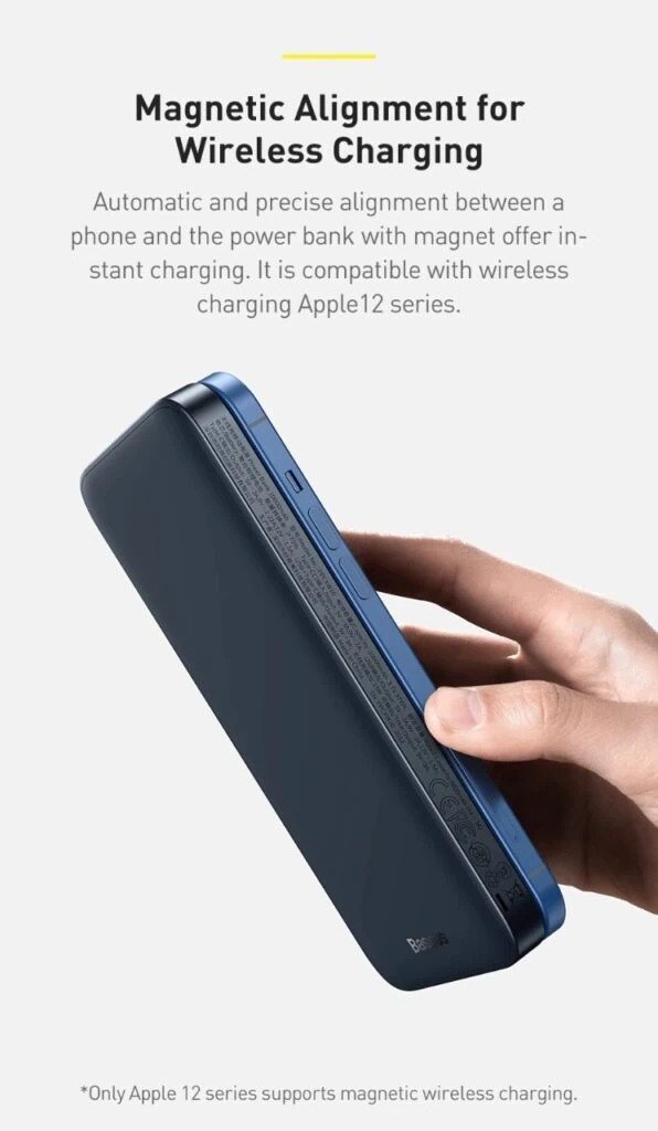 Baseus Magnetic Power Bank, 10,000mAh Mag-Safe Wireless Portable Charger, PD 20W USB-C Battery Pack - Image 4