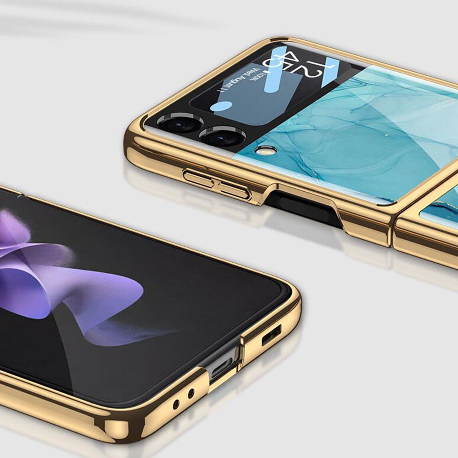 Samsung Galaxy Flip 3/4 Marble Patterned Case with Tempered Glass Protection - Image 10