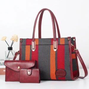 New Arrival QUEEN 3 Piece Retro casual portable Hot Sale contrast color Tote fashion hand bag
