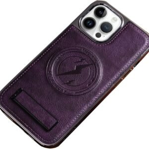 Magnetic Wireless Charging Kickstand Leather Case for iPhone  Series  Invisible Bracket Skin Feeling Slim Cover