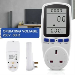 Digital Electricity Meter Power Meter Meter, Electrical Outlet Analyzer, Electricity Usage Monitor, Power Meter with Plug Socket to Measure Voltage Power Ammeter Current