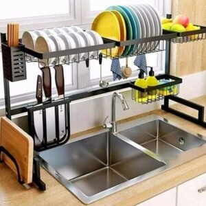 Stainless Steel Over Sink Hanging Dish Rack Plate Organizer